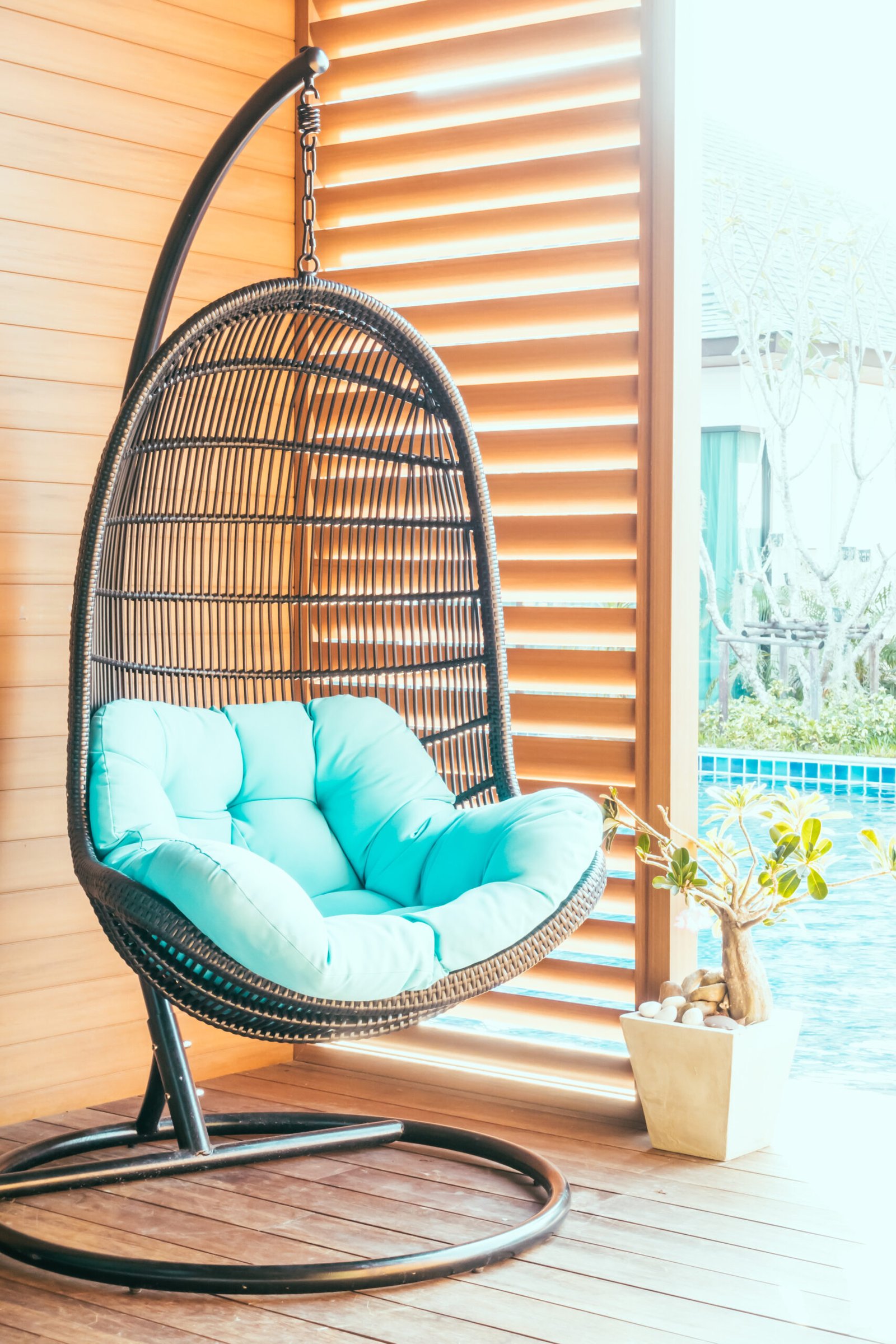 Empty chair decoration in patio deck - Vintage Filter